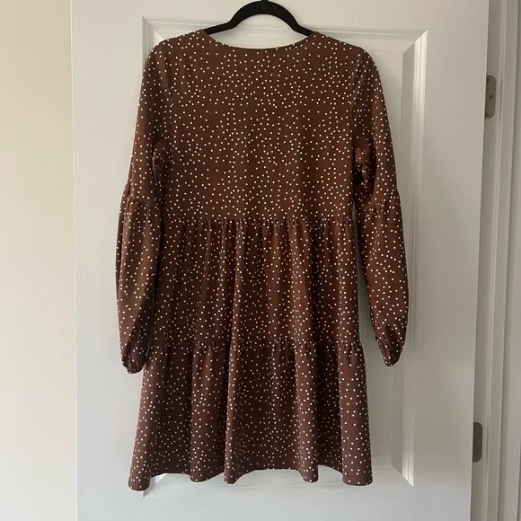 Brown Polka Dot Long Sleeve Shift Dress | Color: Brown | Size: S | Delanie624's Closet